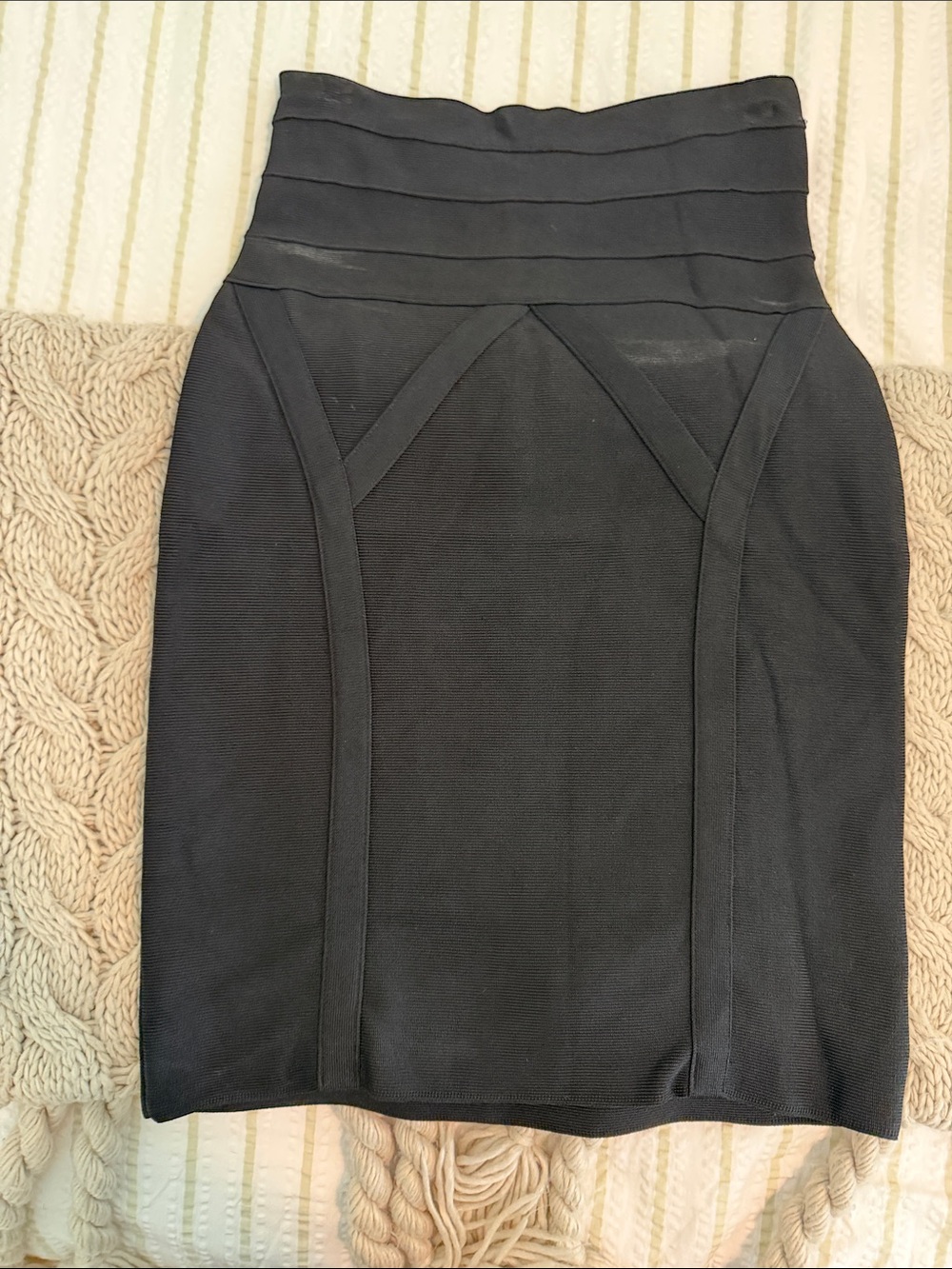 bebe Black Panel High-Waist Pencil Skirt